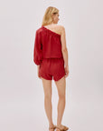 Capri Red Linen Shorts