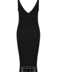 Elise Black Fringe Midi Dress