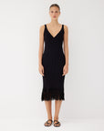 Elise Black Fringe Midi Dress