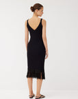 Elise Black Fringe Midi Dress