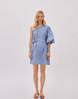 Florence Cloud Blue Linen One Sleeve Dress