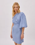 Florence Cloud Blue Linen One Sleeve Dress