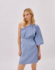 Florence Cloud Blue Linen One Sleeve Dress