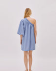 Florence Cloud Blue Linen One Sleeve Dress