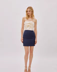 Hazel Two Toned Linen Twist Mini Dress