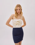 Hazel Two Toned Linen Twist Mini Dress