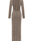 Juniper Backless Striped Wool Maxi Dress
