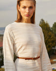 Margi Ecru Cotton Textured Fringe Dress