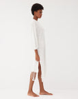 Margi Ecru Cotton Textured Fringe Dress