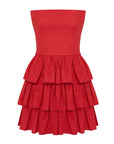 Mila Red Linen Strapless Mini Dress