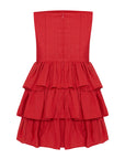 Mila Red Linen Strapless Mini Dress
