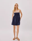 Mykonos Navy Linen Strapless Dress