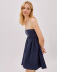 Mykonos Navy Linen Strapless Dress