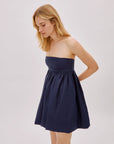 Mykonos Navy Linen Strapless Dress