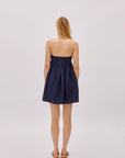 Mykonos Navy Linen Strapless Dress
