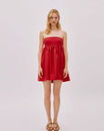 Mykonos Red Linen Strapless Dress