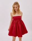 Mykonos Red Linen Strapless Dress
