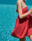 Mykonos Red Linen Strapless Dress