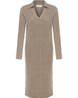 Naomi Coffee V Neck Cashmere-Blend Midi Dress
