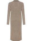 Naomi Coffee V Neck Cashmere-Blend Midi Dress