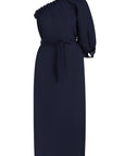 Sardinia Navy Linen One Shoulder Dress