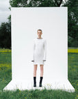 Scarlett Off-White Contrast Stitch Wool Mini Dress
