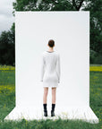 Scarlett Off-White Contrast Stitch Wool Mini Dress