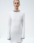 Scarlett Off-White Contrast Stitch Wool Mini Dress