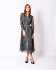 Pocket Detailed Front Buttoned Belted Midi Dress Black
