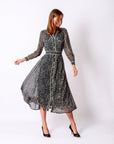 Pocket Detailed Front Buttoned Belted Midi Dress Black
