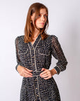 Pocket Detailed Front Buttoned Belted Midi Dress Black