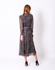 Pocket Detailed Front Buttoned Belted Midi Dress Black