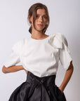 Round Neck Shoulder Detailed Blouse Ivory