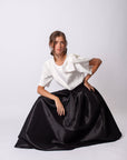 Round Neck Shoulder Detailed Blouse Ivory