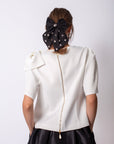 Round Neck Shoulder Detailed Blouse Ivory