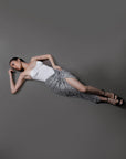 The Luminous White Strapless Satin Dress
