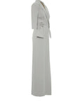 Gray Long Dress With Elegant Collar Detail Embroidered Neckline Wadding Fınal Item - Porterist 2