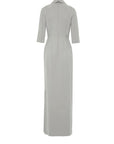 Gray Long Dress With Elegant Collar Detail Embroidered Neckline Wadding Fınal Item - Porterist 3