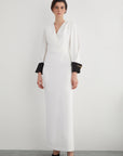 Long Dress With Cuff Embroidery Detail Back Slit Fınal Item - Porterist 1