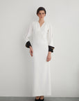 Long Dress With Cuff Embroidery Detail Back Slit Fınal Item - Porterist 2