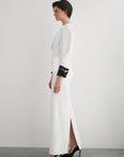 Long Dress With Cuff Embroidery Detail Back Slit Fınal Item - Porterist 3