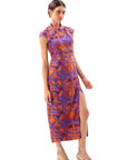 Mauve Maxi Cheongsam Dress Purple - Porterist 1