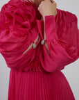 Pleated Long Pink Evening Dress Fınal Item - Porterist 2