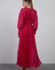 Pleated Long Pink Evening Dress Fınal Item - Porterist 3