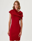 Mini Burgundy Knit Dress With Detachable Collar Fınal Item - Porterist 3
