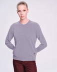 %100 Premium Italian Cashmere Long Sleeve Crew Neck Gray Knitwear