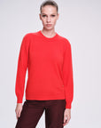 %100 Premium Italian Cashmere Long Sleeve Crew Neck Red Knitwear