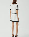 Double-breasted Ecru Mini Tricot Skirt With Ribbon Detail |