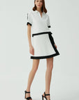 Double-breasted Ecru Mini Tricot Skirt With Ribbon Detail |