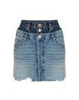 Double Waist Detailed Jean Skirt Indigo - Porterist 1
